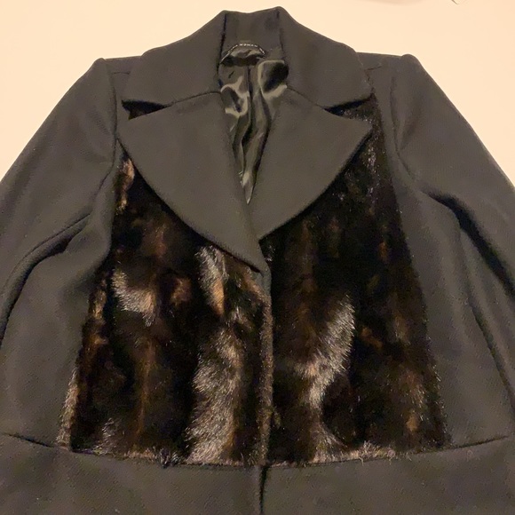 Zara Black Winter Coat with Faux Fur Panel - Women’s Size Small - Picture 2 of 6